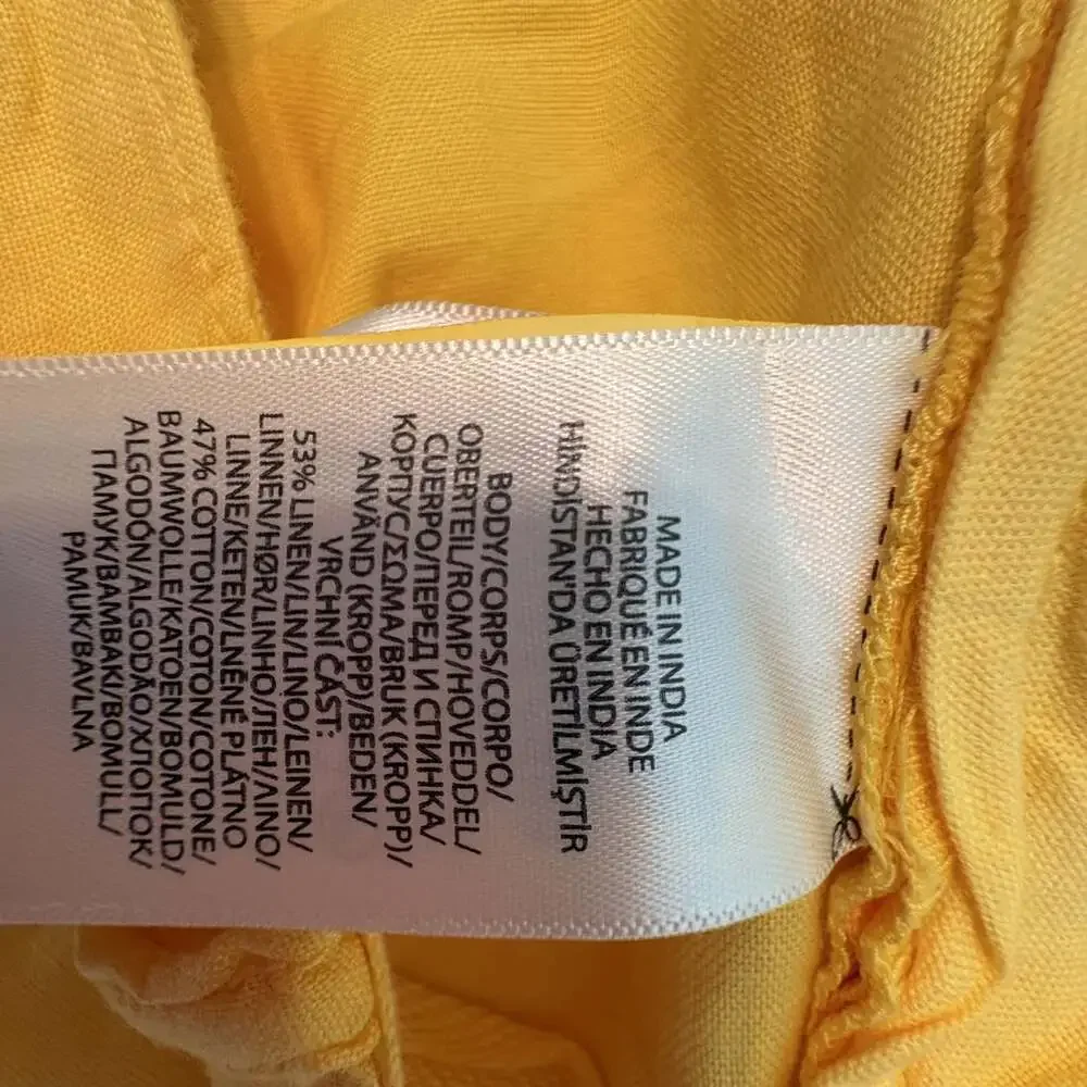 Polo Ralph Lauren Shorts Mens 38 Yellow Linen Cotton Chino 8 Inch Inseam Casual